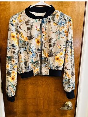 Zara Basics Tropical/Floral Bomber Jacket Size S